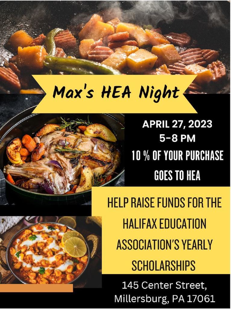 Max's flyer to go on April 27 to support HEA Scholarships